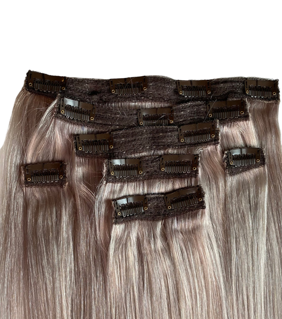 New “Gray” 100% Human Hair Extension Clip-In
